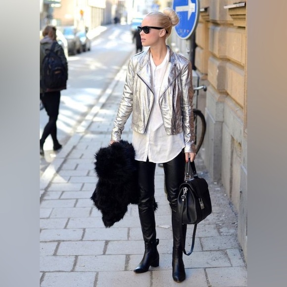 Y2K Genuine leather Bebe Metallic Snake Crop Jacket - Picture 3 of 3